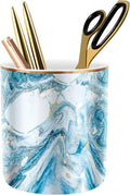 Pen Pencil Holder for Desk, Marble Desk Decor Organizer, Durable Ceramic Pencil by WAVEYU