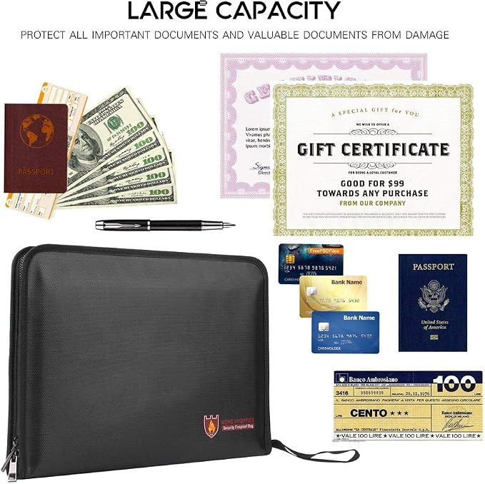 Fireproof Document Bag Fire & Water Resistant File Folder A4 Size 12 Pockets - Image 6