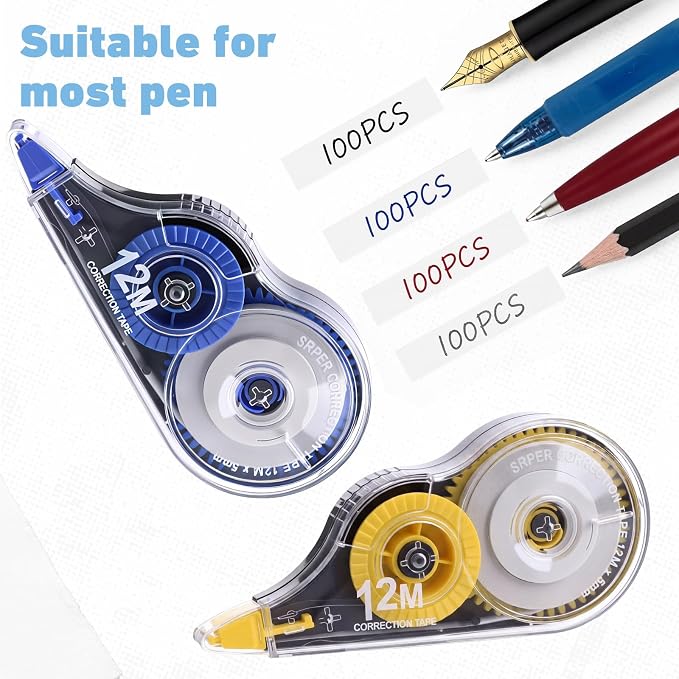 AmazingSpark 100 Pcs White Correction Tape Bulk, 39.4 Ft, Tear-resistant Easy - Image 5