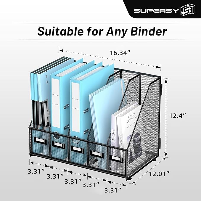 SUPEASY Desk Organizers Metal Desk Magazine File Holder - Image 3
