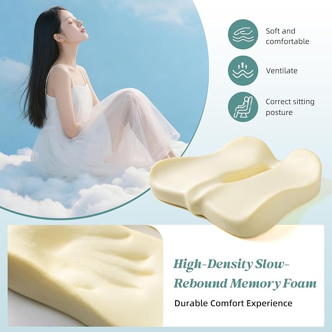 SheRest Seat Cushion, Ergonomic Memory Foam Cooling Cushion, Pressure Relief - Image 4