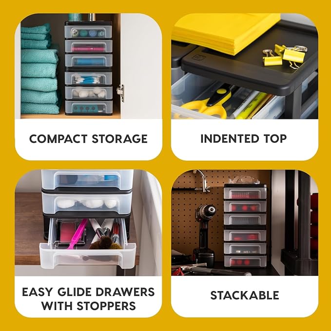 IRIS USA Plastic Stacking Desk Top 3-Drawer Storage Organizer, - Image 4