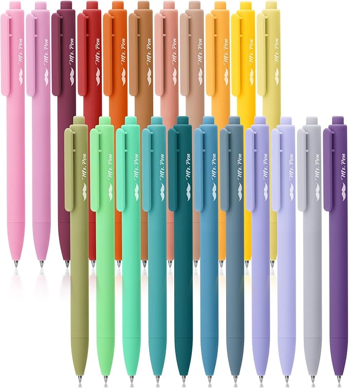 Mr. Pen- Retractable Gel Pens, 22 Pack, Vintage Ink, Fine Point 0.7mm | Fast Dry by MrPen