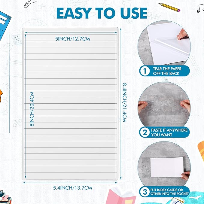 Outus 30 Pcs Self Adhesive Shop Ticket Holders Clear Plastic Sleeves Adhesive - Image 2