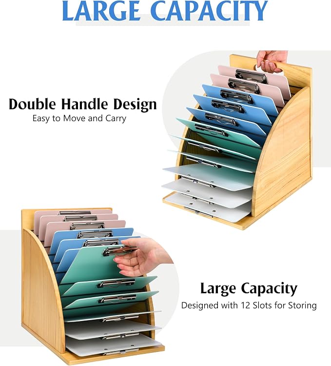 HULISEN Clipboard Holder, Wooden Clipboard Organizer - Image 2