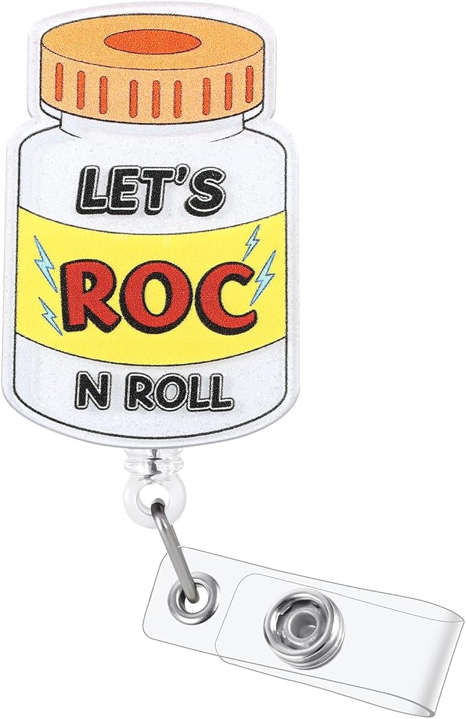 Let's ROC N ROLL Funny Nurse Badge Reel, Cute Medical Bottle Retractable ID by Unknown