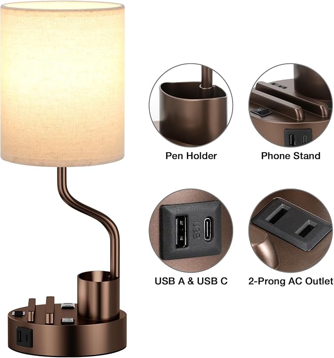 Blue Bedside Table Lamps Set of 2, Nightstand Lights - Image 6
