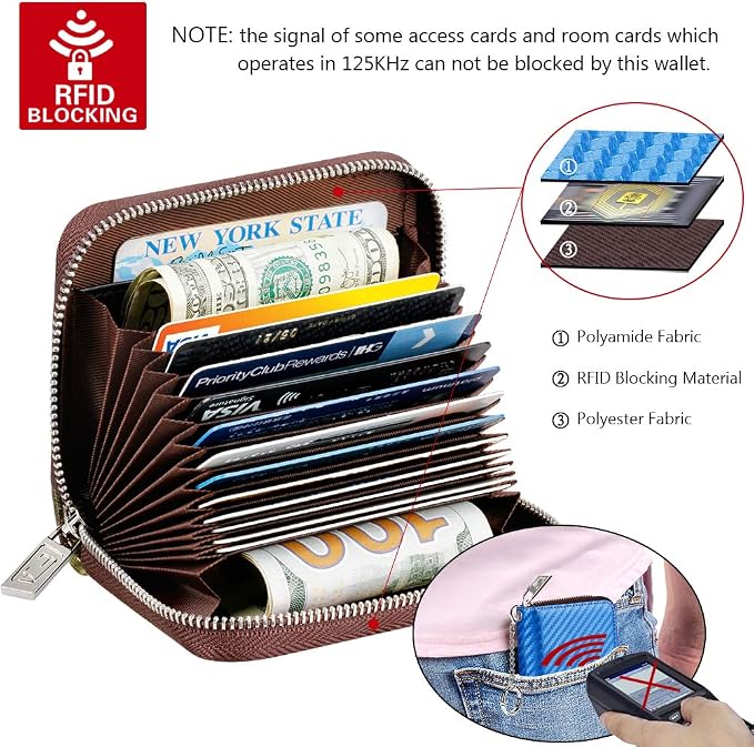 FurArt Zipper Wallet Women, RFID Blocking Credit Card Wallet, Business Card - Image 5