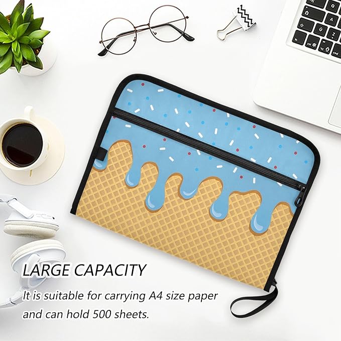 Expanding File Folder Blue Ice Cream Drip Accordion File Organizer 13 Pockets - Image 5