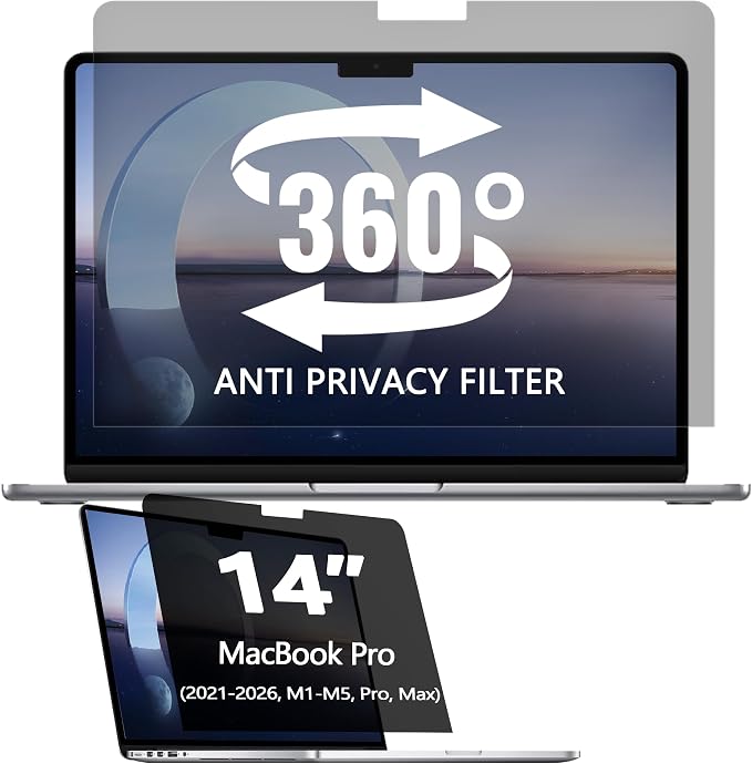 360° Privacy Screen Protector for MacBook Pro 14 Inch Privacy Screen Filter for by Halloive