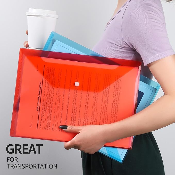 LEOBRO Plastic File Folders for Documents, A4 Size Plastic Envelopes - Image 6