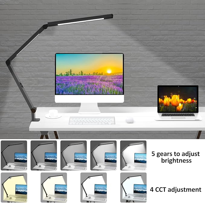 LED Desk Lamp with Clamp, Architect Desk Lamp with Dual Light and Adjustable - Image 5