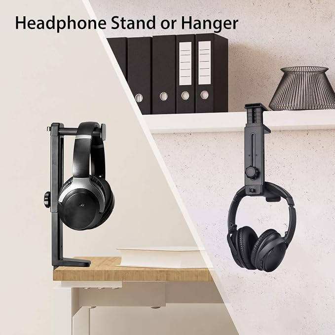 NEETTO HS906 Headphone Stand & Hanger 2 in 1, Above & Under Desk Gaming Headset - Image 2
