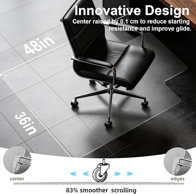 Clear Chair Mat for Hard Floor, Convex | Durable Thick PVC, Anti-slip Grip - Image 4