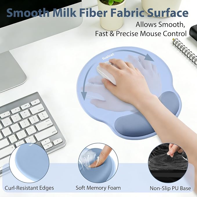 Sushret Mouse Pad and Keyboard Wrist Rest, 3-in-1 Gel Memory Foam Ergonomic - Image 3