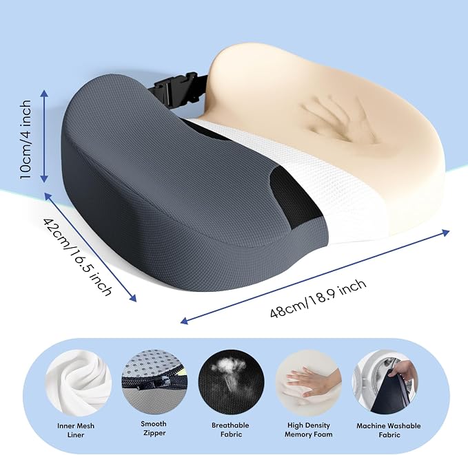 Large Memory Foam Seat Cushion for Office Chair, Truck & Wheelchair - Image 3