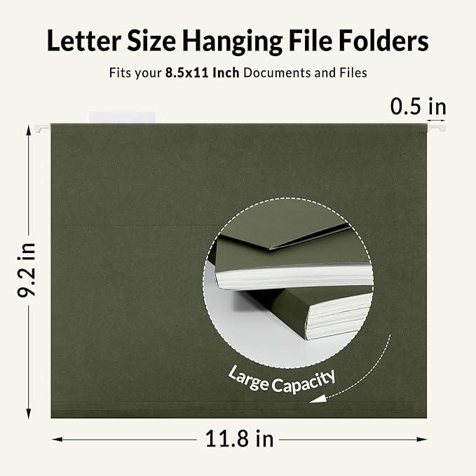 SUNEE Hanging File Folders, 100 Pack Reinforced Hang Folders Letter Size - Image 4