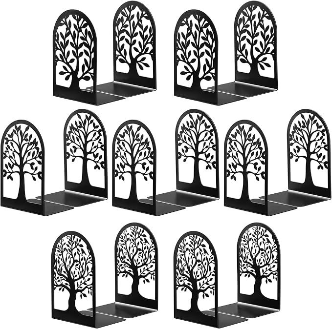 HappyHapi Decorative Bookends for Shelves, 7 Pair Metal Book Ends for Heavy by Happyhapi