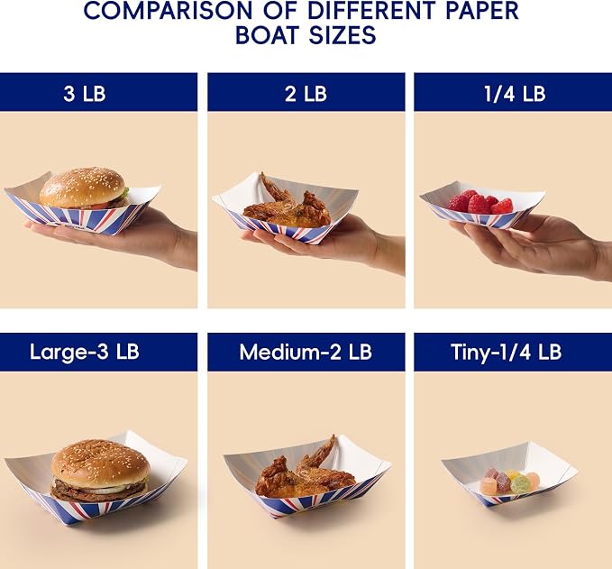 JOLLY CHEF 2lb Paper Food Trays, 250 Pack Paper Food Boats Disposable Serving - Image 3