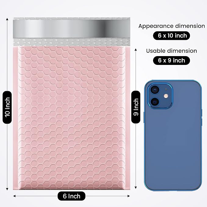Fuxury 300 Pack Sakura Pink Bubble Mailers 6x10 Inch, Small Bubble Shipping - Image 2