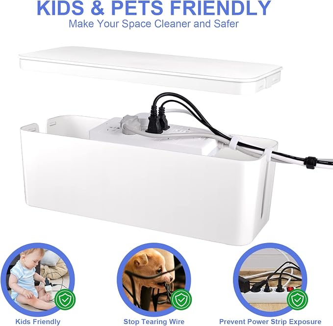 Cable Organizer Box Set of Three, Power Cover Cord Holder Surge Protector - Image 5