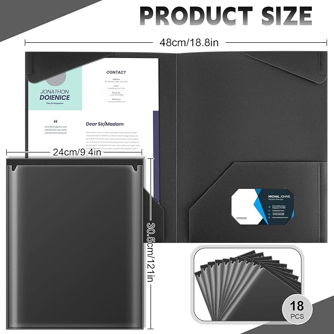 Henoyso 18 Pack Black Plastic Folders - Image 2