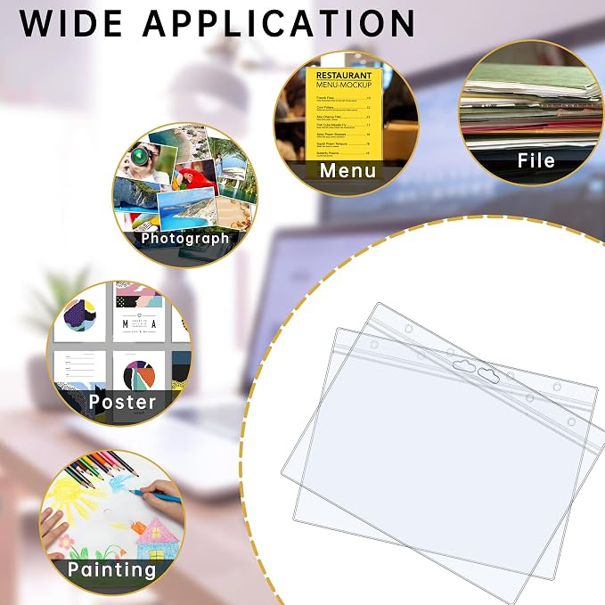 AKONEGE 12PCS Hard Sheet Protectors 8.5 x 11 Waterproof Resealable Zip Page - Image 7