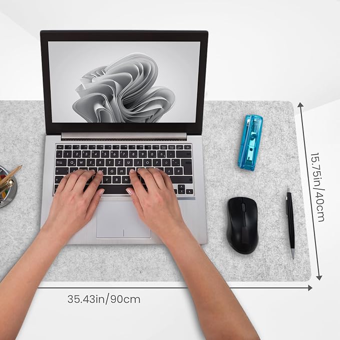 DAWNTREES Non-Slip Felt Desk Mat | 36''x16'' | Large Computer Desk Mat Keyboard - Image 3