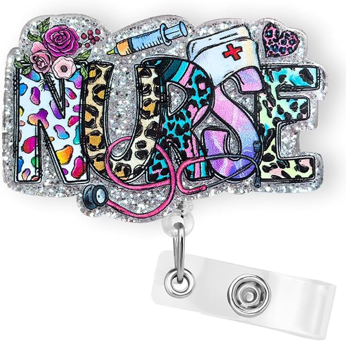 Funny Nurse Badge Reel Holder Retractable, Cute Nurses Week Gifts ID Badge Reel by Bydevia