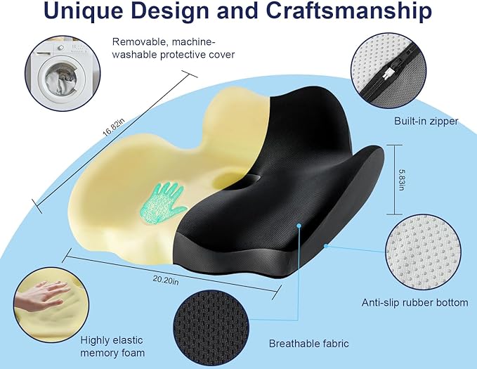 Premium Orthopedic Seat Cushion, X Large Breathable Office Chair Cushion - Image 5