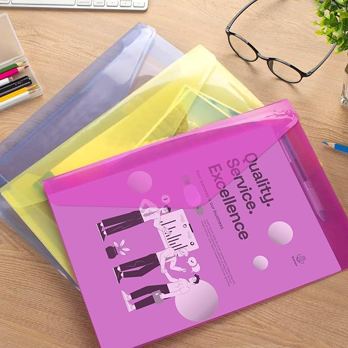 Sooez 12 Pack Plastic Envelopes File Folders, Plastic Folders - Image 7