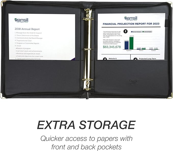 Samsill Classic Collection Leather Binder, Executive Presentation Portfolio - Image 4