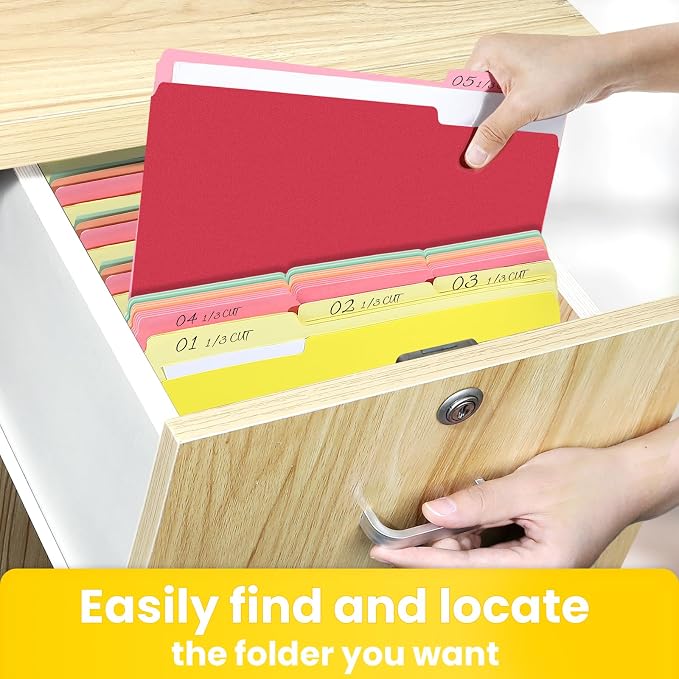 SUNEE File Folders Letter Size Red, 100 Pack Manilla Folders 8.5 x 11 1/3-Cut - Image 6