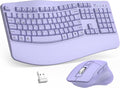 Wireless Keyboard and Mouse Combo, 2.4G Full Size Wave Keys Ergonomic Keyboard by Unknown