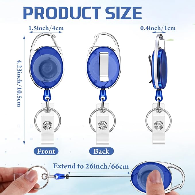 Laumoi 150 Packs Retractable ID Badge Holder Name ID Badge Reel Clips Keychain - Image 2
