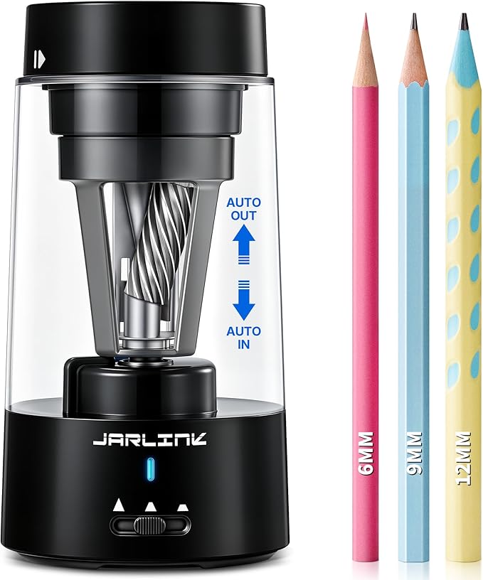 JARLINK Electric Pencil Sharpener, Fully Automatic Rechargeable Pencil Sharpener by JARLINK