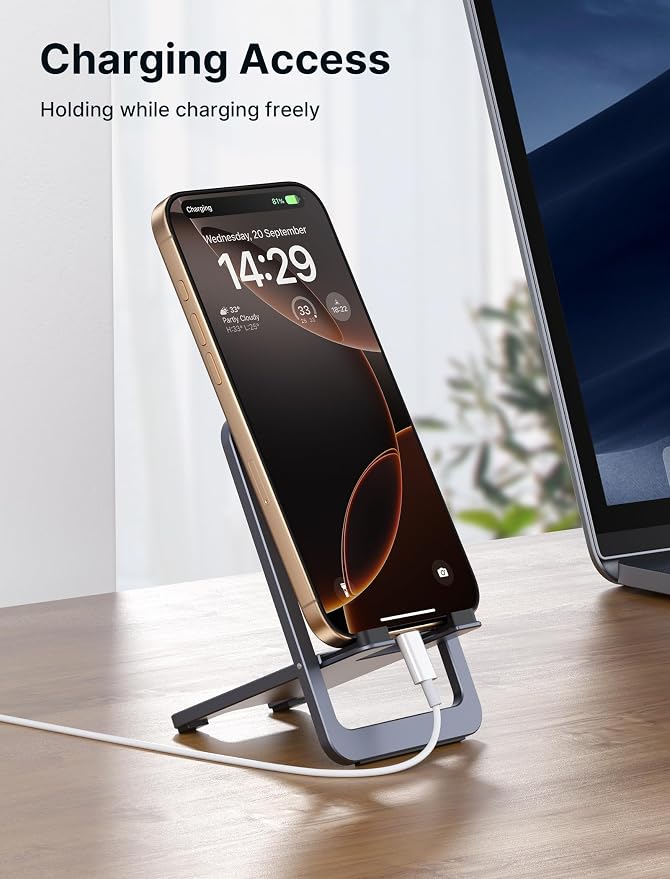 JSAUX Cell Phone Stand, Foldable Aluminum Adjustable Phone Holder - Image 3