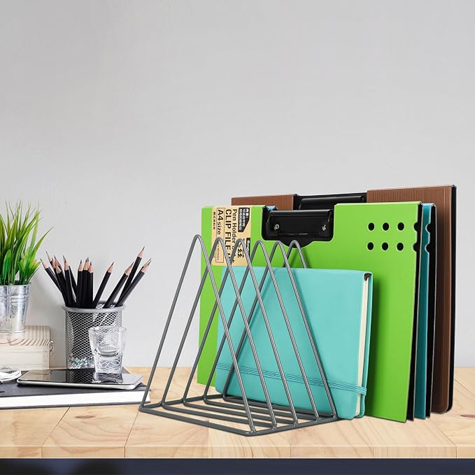 EASEPRES Vinyl Record Holder Storage, 9 Slot Metal Magazine Book Album Display - Image 6