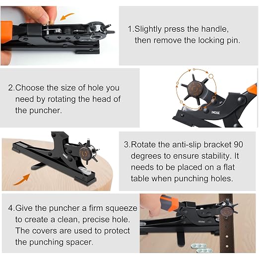 XOOL Revolving Punch Plier Kit, Leather Hole Punch Set - Image 7