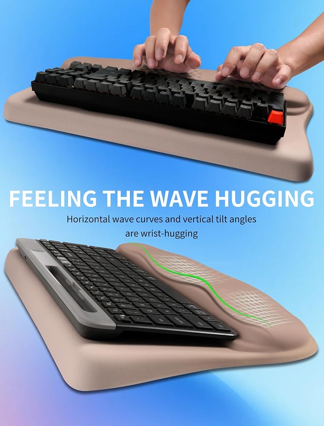 Ergonomic Wave Wrist Rest with Keyboard Stand, Cushioned Palm Rest, Comfortable - Image 4
