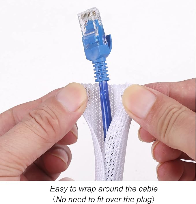 10ft - 1/4 inch Braided Cable Management Sleeve Cord Protector - Self-Wrapping - Image 2