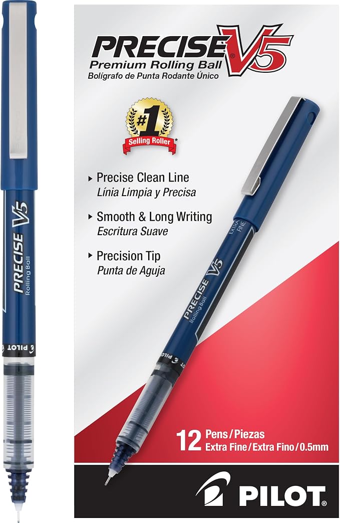 Pilot Precise V5 Rollerball Pens, Extra Fine Point 0.5 mm Navy Pens, Journaling by PilotCorporationofAmerica