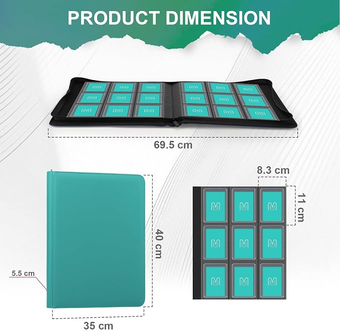Toploader Binder, Trading Card Binder Storage Hold up 288 Cards 9-Pocket Top - Image 4