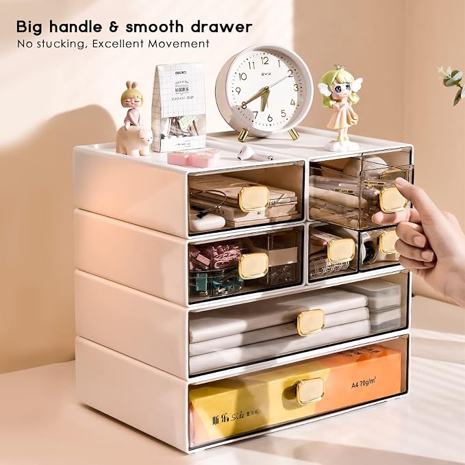 2 PACK Stackable Desk Organizer Stackable Storage Drawer Small Desk Organizer - Image 4