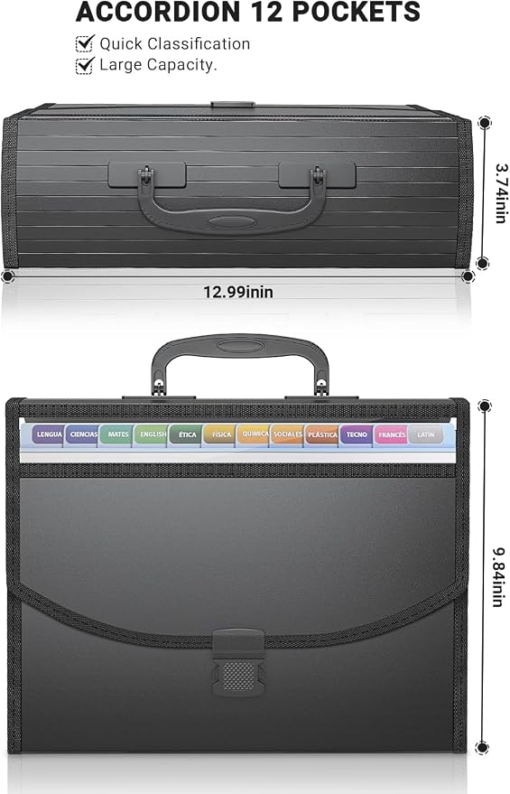 TOPCJ Accordion File Organizer, Expanding File Folder Portable Filing Folders - Image 4
