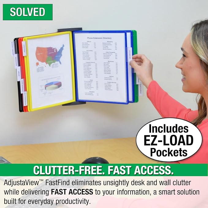 Ultimate Office AdjustaView FastFind 10-Pocket Wall Mounted Reference Display - Image 3