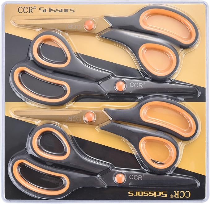 CCR Scissors 8 Inch Soft Comfort-Grip Handles Sharp Titanium Coating Blades - Image 3