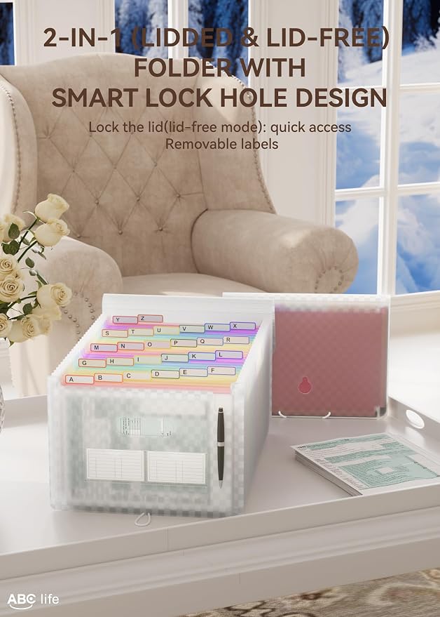 ABC life 26 Pockets Accordion File Organizer, Expanding File Folder, Portable - Image 3