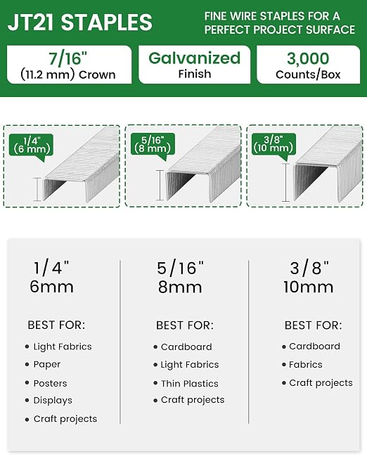 meite JT21 Staples, 5/16 Inch Galvanized Fine Wire Staples - Image 2