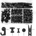 BESARME 200 Pcs Push Pins for Bulletin Board, Thumb Tacks Black Pushpins for by BESARME